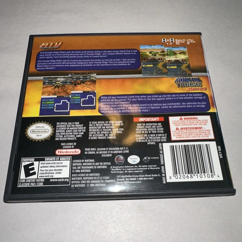 ATV: Thunder Ridge Riders/Monster Trucks Mayhem (Nintendo DS, 2007) Complete CIB